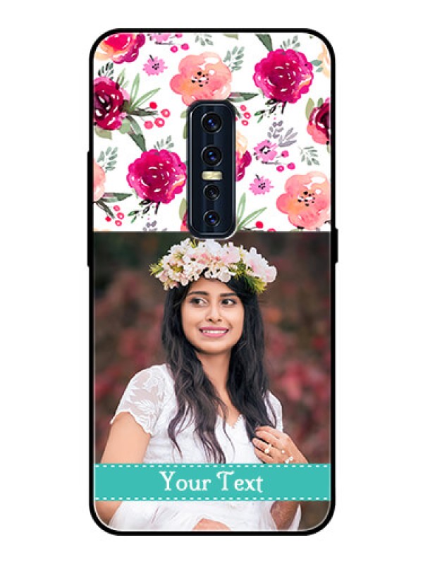 Custom Vivo V17 Pro Custom Glass Phone Case  - Watercolor Floral Design