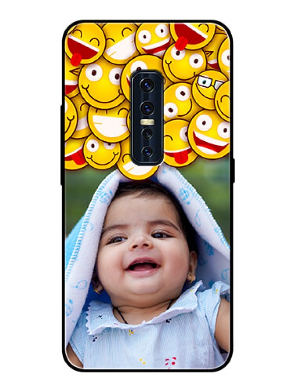 Custom Vivo V17 Pro Custom Glass Mobile Case  - with Smiley Emoji Design