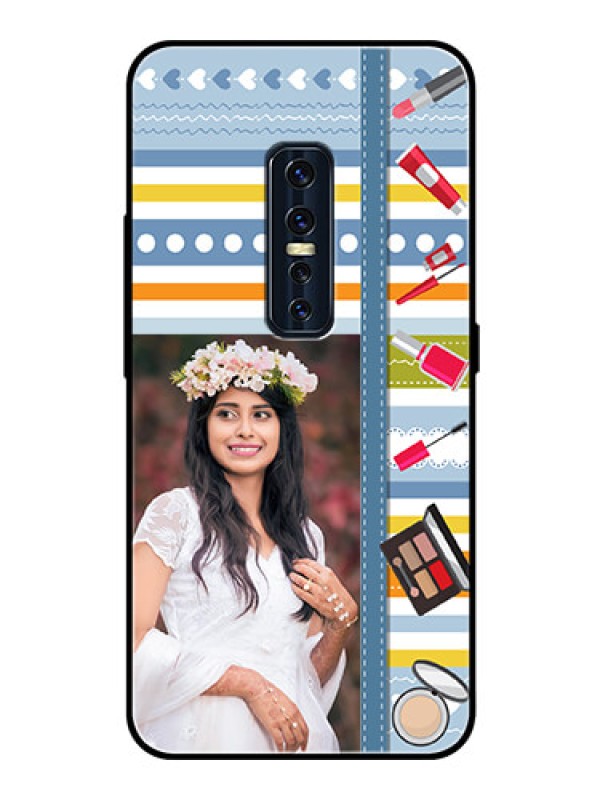 Custom Vivo V17 Pro Personalized Glass Phone Case  - Makeup Icons Design