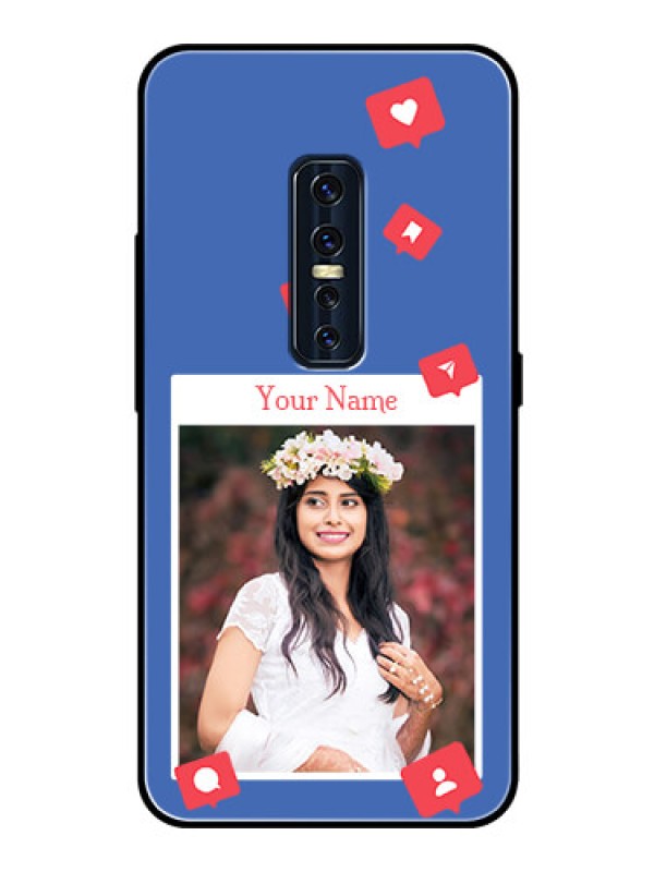 Custom Vivo V17 Pro Custom Glass Phone Case - Like Share And Comment Design