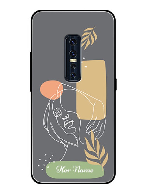 Custom Vivo V17 Pro Custom Glass Phone Case - Gazing Woman line art Design