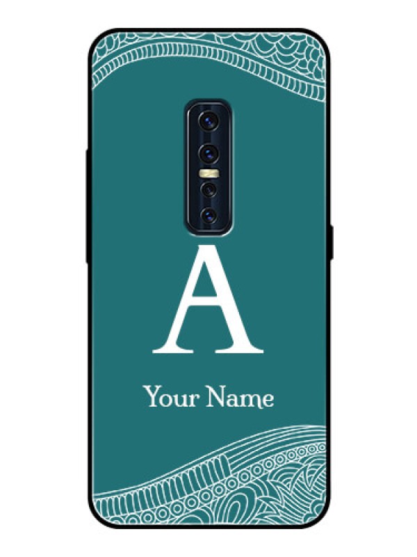 Custom Vivo V17 Pro Personalized Glass Phone Case - line art pattern with custom name Design