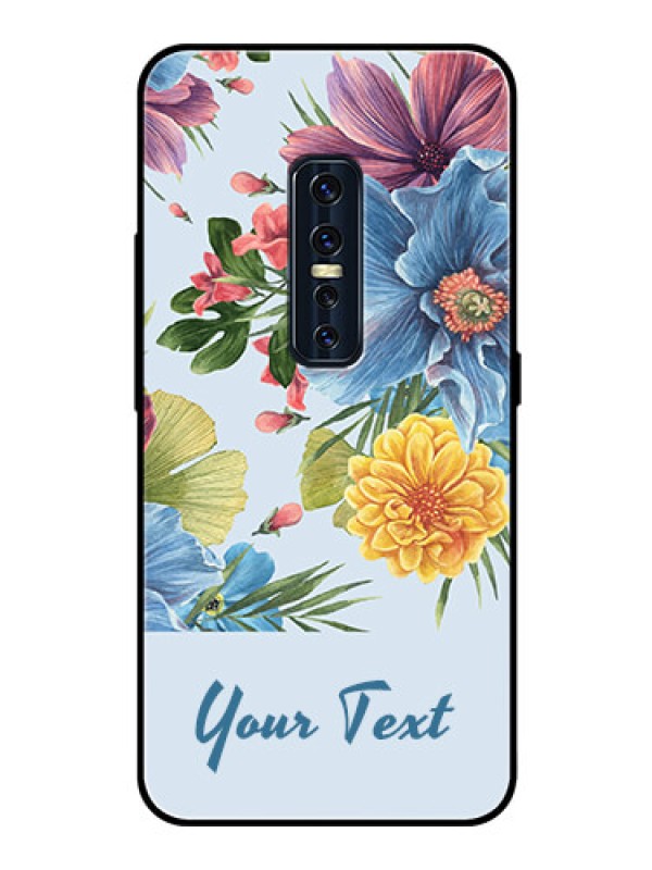 Custom Vivo V17 Pro Custom Glass Mobile Case - Stunning Watercolored Flowers Painting Design