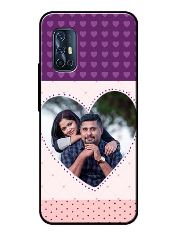 Custom Vivo V17 Custom Glass Phone Case  - Violet Love Dots Design
