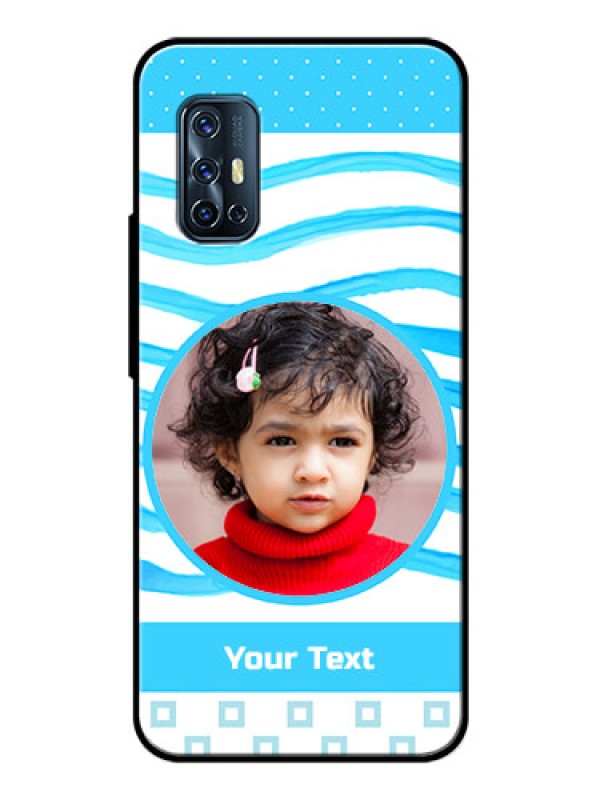 Custom Vivo V17 Custom Glass Phone Case  - Simple Blue Case Design