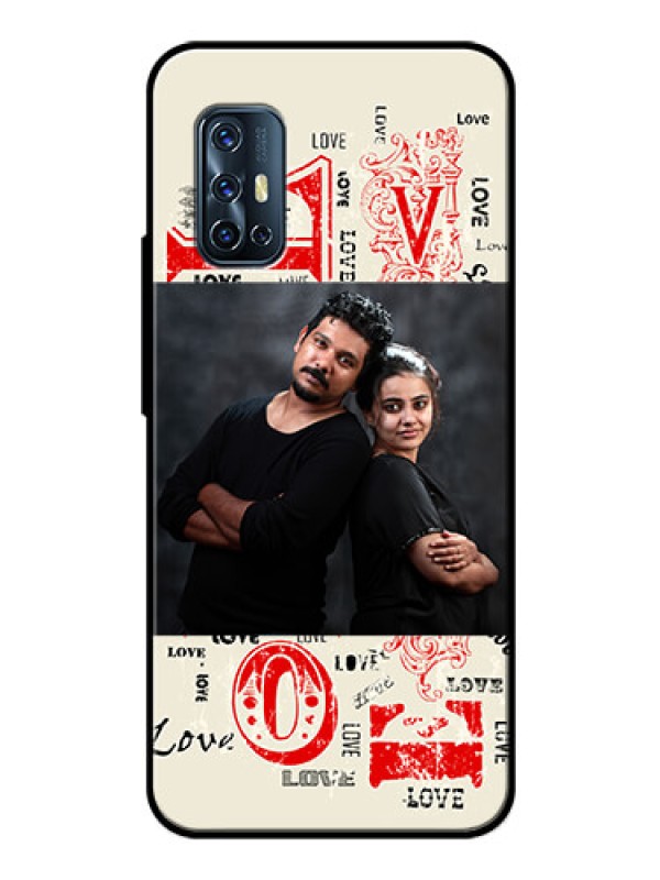 Custom Vivo V17 Photo Printing on Glass Case  - Trendy Love Design Case
