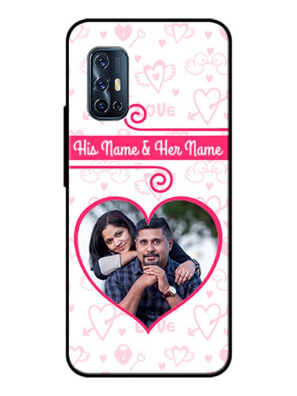 Custom Vivo V17 Personalized Glass Phone Case  - Heart Shape Love Design