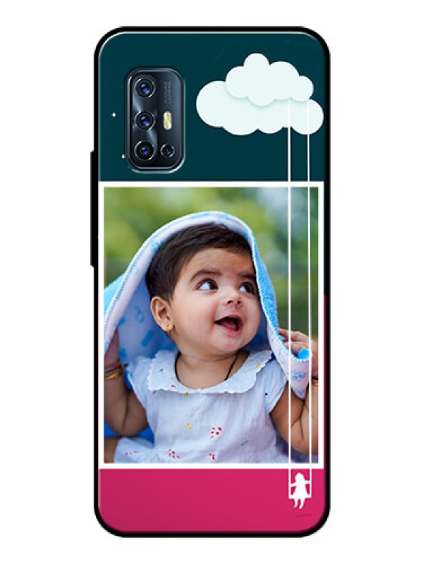 Custom Vivo V17 Custom Glass Phone Case  - Cute Girl with Cloud Design