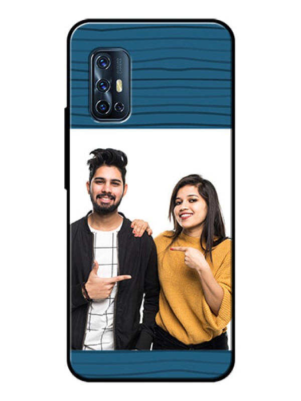 Custom Vivo V17 Custom Glass Phone Case  - Blue Pattern Cover Design