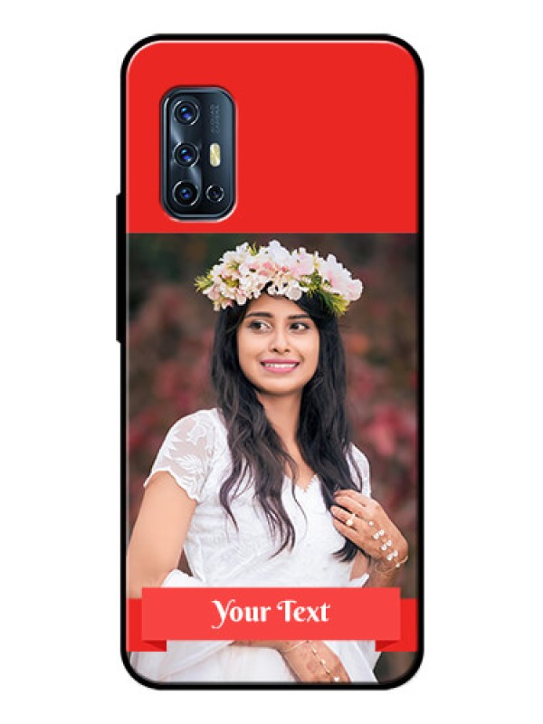 Custom Vivo V17 Custom Glass Phone Case  - Simple Red Color Design