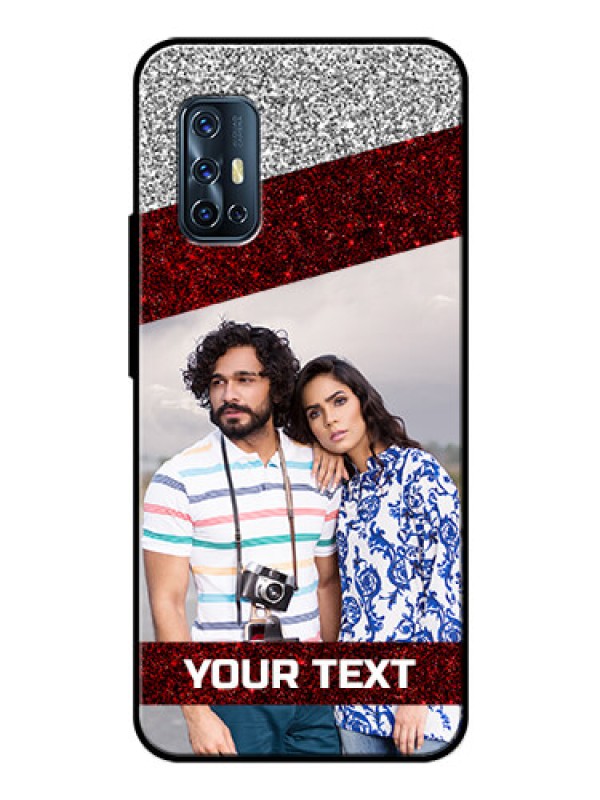 Custom Vivo V17 Personalized Glass Phone Case  - Image Holder with Glitter Strip Design