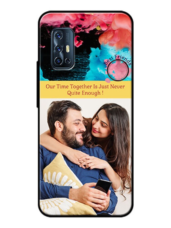 Custom Vivo V17 Custom Glass Mobile Case  - Quote with Acrylic Painting Design