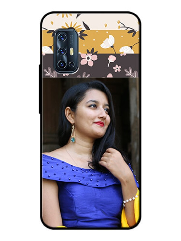 Custom Vivo V17 Custom Glass Phone Case  - Stylish Floral Design