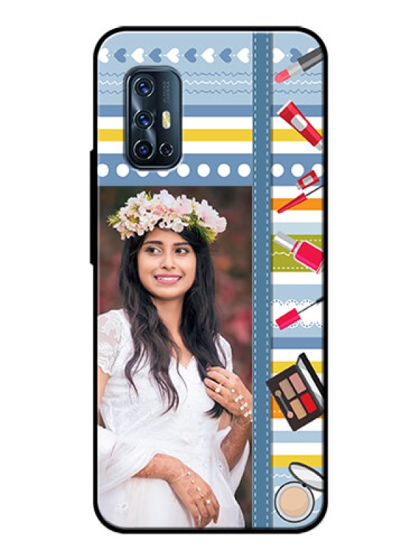 Custom Vivo V17 Personalized Glass Phone Case  - Makeup Icons Design