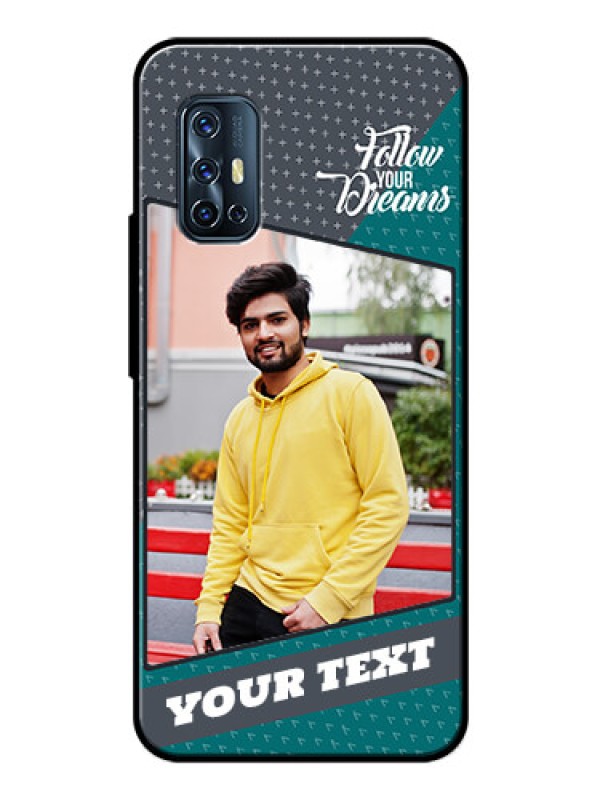 Custom Vivo V17 Personalized Glass Phone Case  - Background Pattern Design with Quote