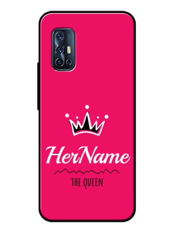 Custom Vivo V17 Glass Phone Case Queen with Name