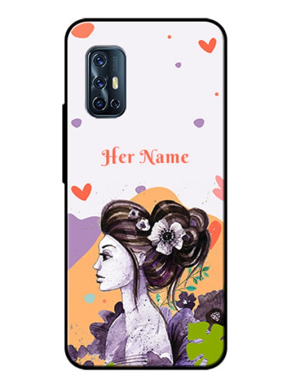 Custom Vivo V17 Personalized Glass Phone Case - Woman And Nature Design