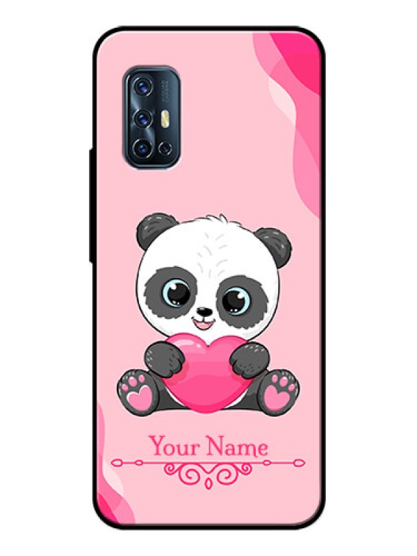 Custom Vivo V17 Custom Glass Mobile Case - Cute Panda Design