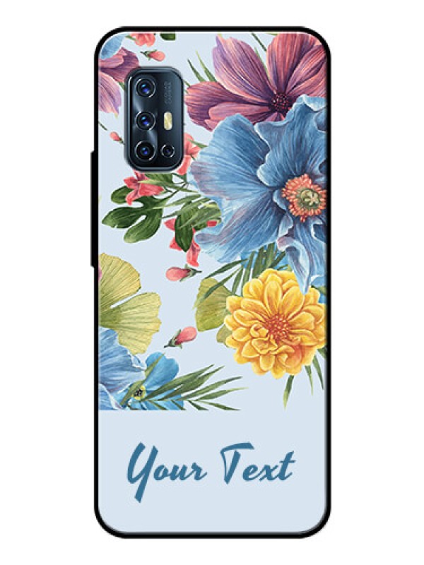 Custom Vivo V17 Custom Glass Mobile Case - Stunning Watercolored Flowers Painting Design