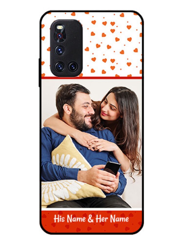 Custom Vivo V19 Custom Glass Phone Case  - Orange Love Symbol Design