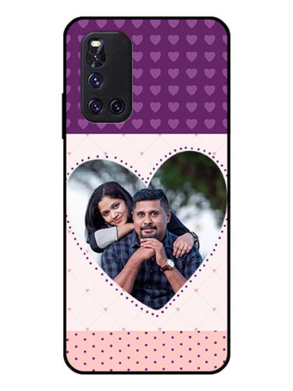 Custom Vivo V19 Custom Glass Phone Case  - Violet Love Dots Design