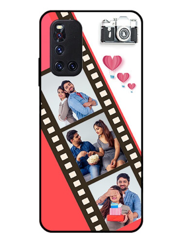 Custom Vivo V19 Personalized Glass Phone Case  - 3 Image Holder with Film Reel