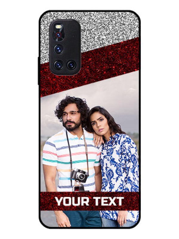 Custom Vivo V19 Personalized Glass Phone Case  - Image Holder with Glitter Strip Design