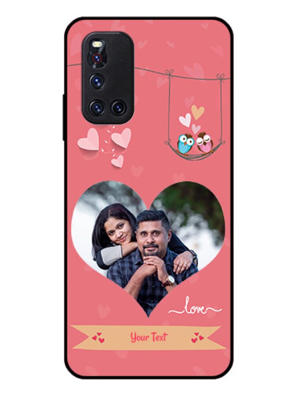 Custom Vivo V19 Personalized Glass Phone Case  - Peach Color Love Design 