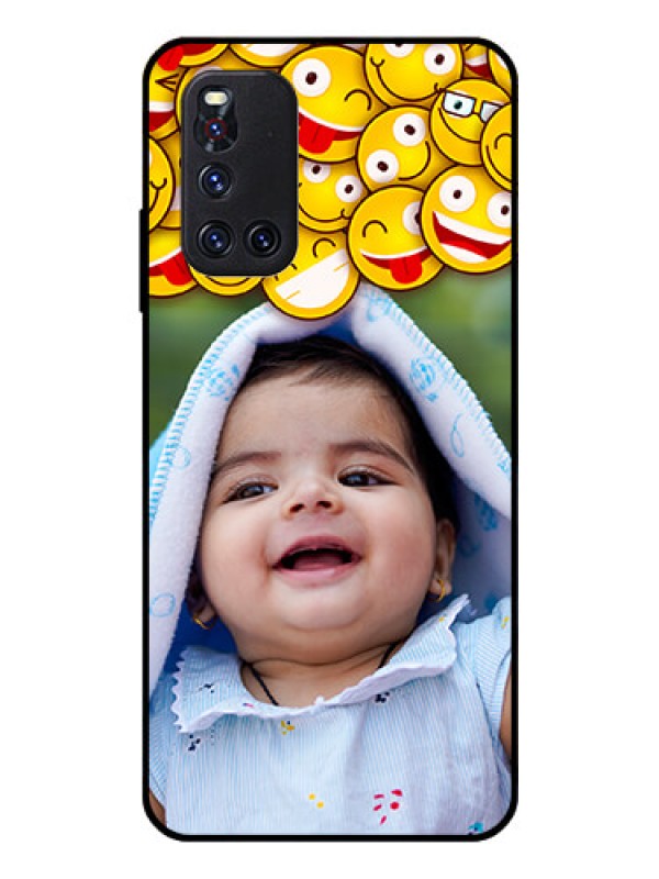 Custom Vivo V19 Custom Glass Mobile Case  - with Smiley Emoji Design