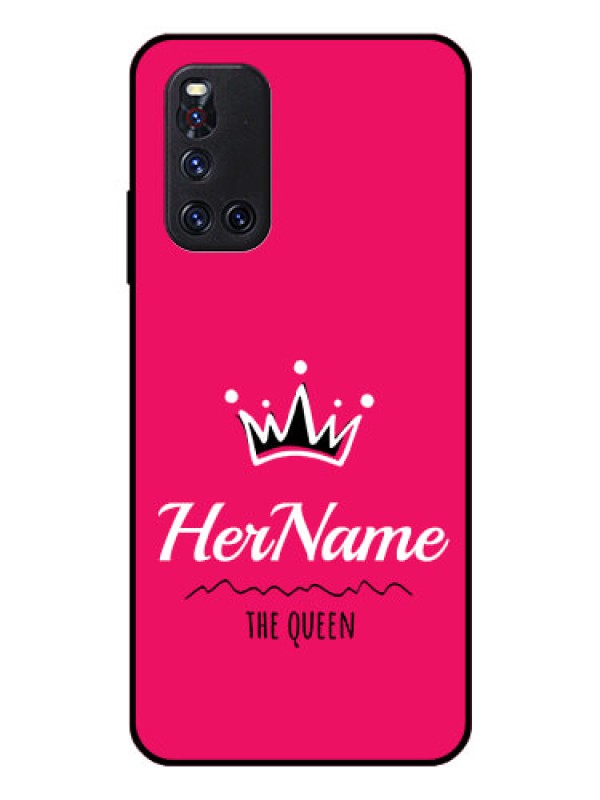 Custom Vivo V19 Glass Phone Case Queen with Name