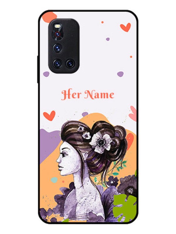 Custom Vivo V19 Personalized Glass Phone Case - Woman And Nature Design