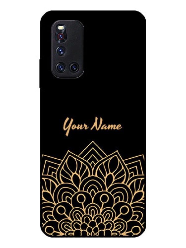 Custom Vivo V19 Custom Glass Phone Case - Golden mandala Design
