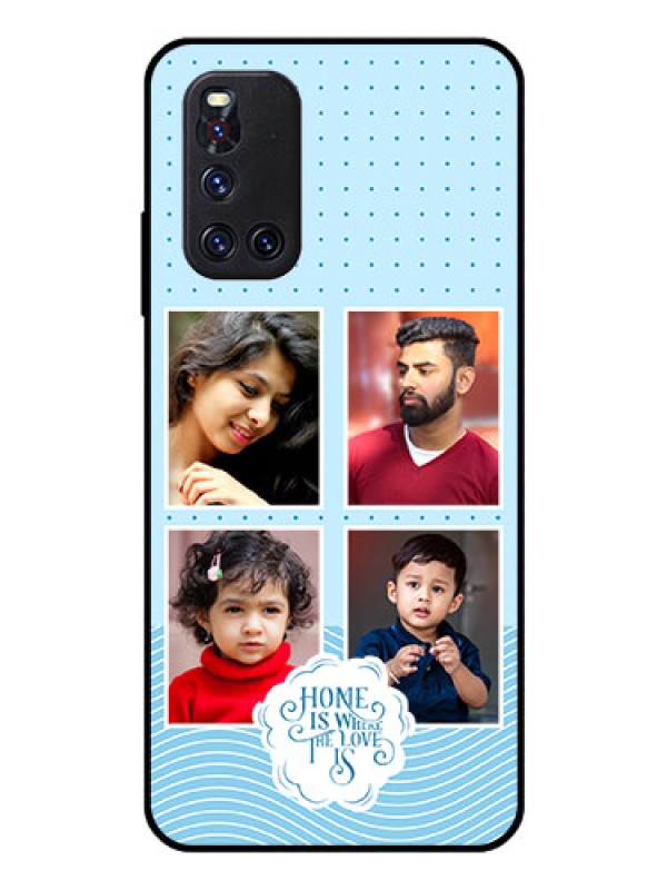 Custom Vivo V19 Custom Glass Phone Case - Cute love quote with 4 pic upload Design