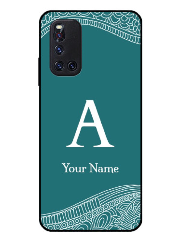 Custom Vivo V19 Personalized Glass Phone Case - line art pattern with custom name Design