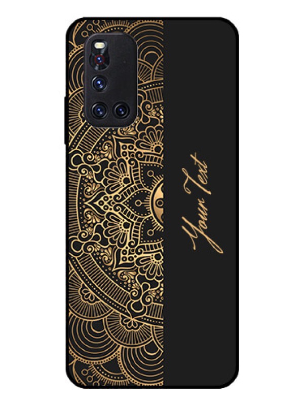 Custom Vivo V19 Photo Printing on Glass Case - Mandala art with custom text Design