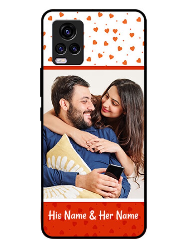 Custom Vivo V20 2021 Custom Glass Phone Case - Orange Love Symbol Design