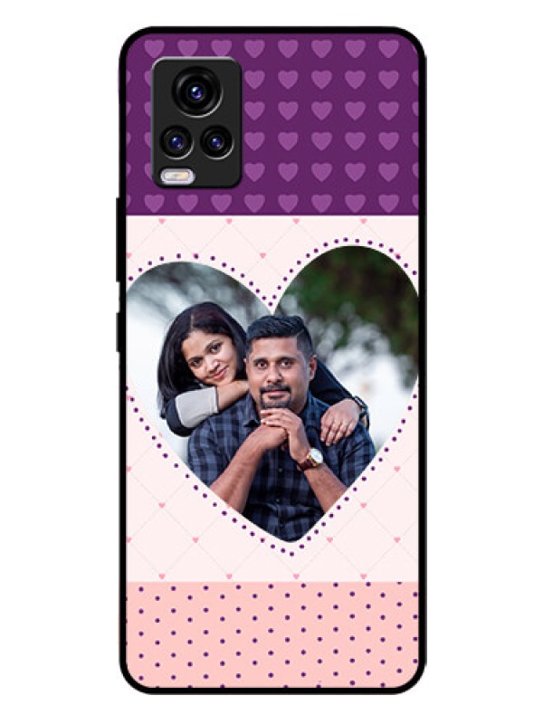 Custom Vivo V20 2021 Custom Glass Phone Case - Violet Love Dots Design