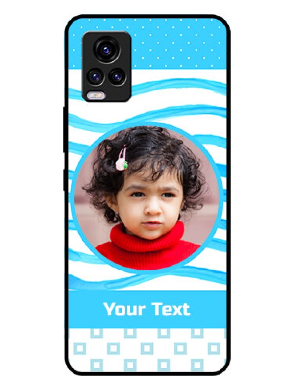 Custom Vivo V20 2021 Custom Glass Phone Case - Simple Blue Case Design