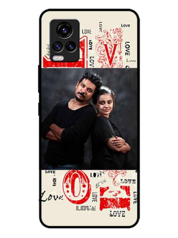 Custom Vivo V20 2021 Photo Printing on Glass Case - Trendy Love Design Case