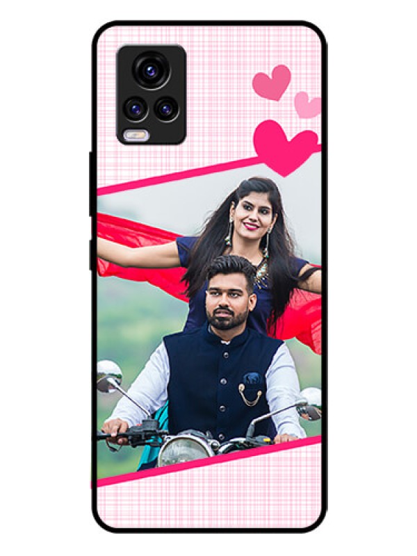 Custom Vivo V20 2021 Custom Glass Phone Case - Love Shape Heart Design