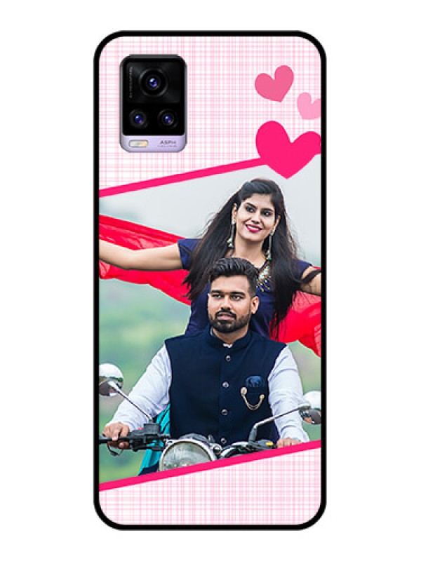 Custom Vivo V20 2021 Custom Glass Phone Case - Love Shape Heart Design