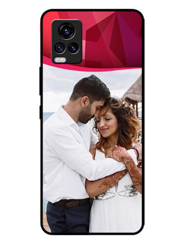 Custom Vivo V20 2021 Custom Glass Mobile Case - Red Abstract Design