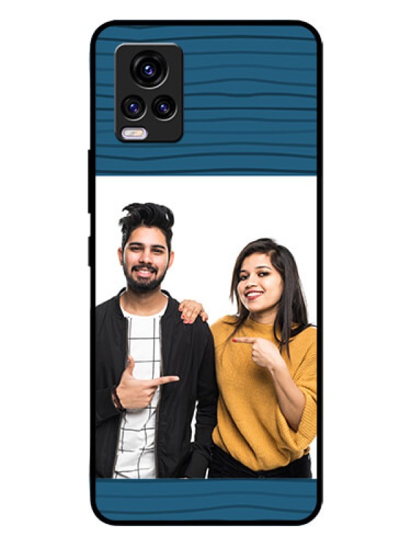 Custom Vivo V20 2021 Custom Glass Phone Case - Blue Pattern Cover Design