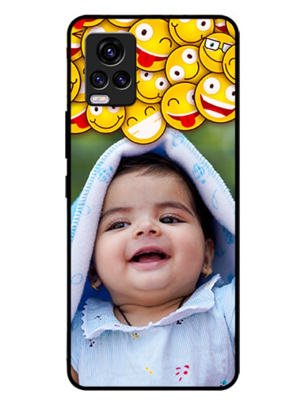 Custom Vivo V20 2021 Custom Glass Mobile Case - with Smiley Emoji Design