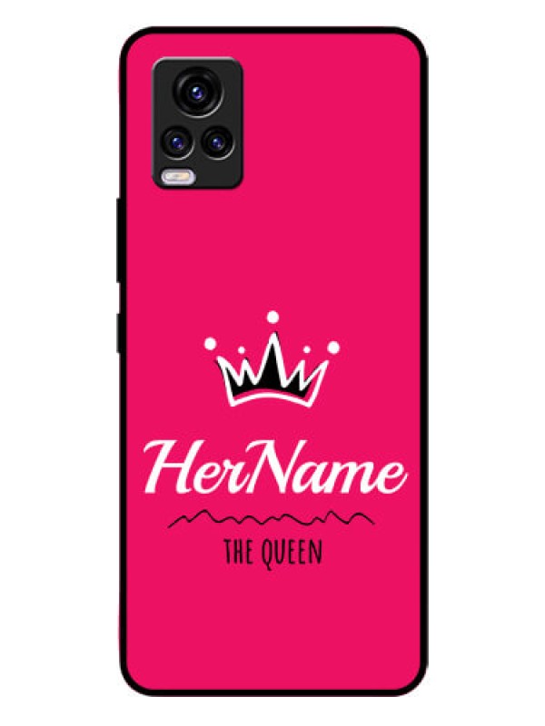 Custom Vivo V20 2021 Glass Phone Case Queen with Name