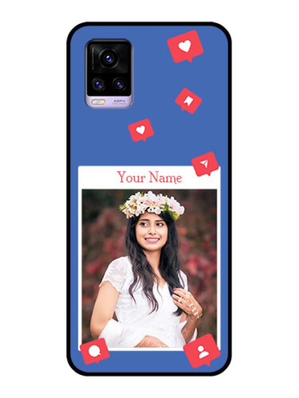 Custom Vivo V20 2021 Custom Glass Phone Case - Like Share And Comment Design