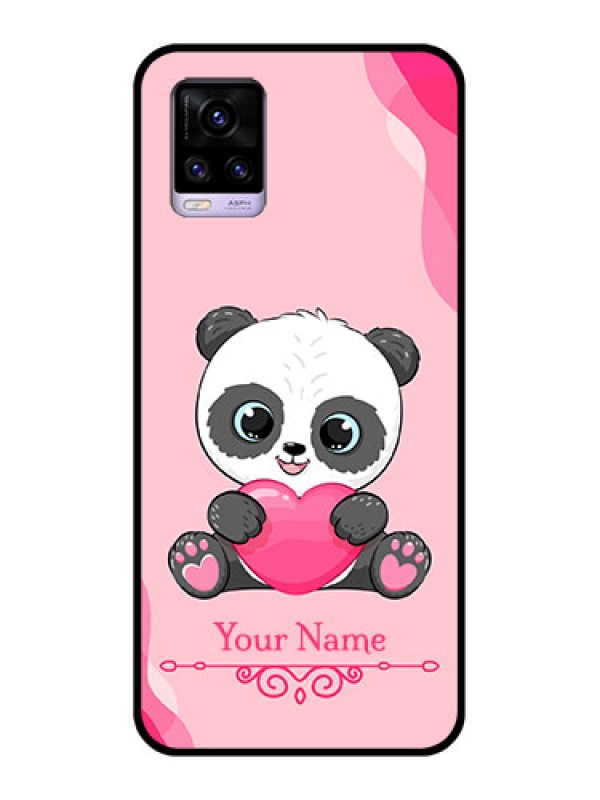 Custom Vivo V20 2021 Custom Glass Mobile Case - Cute Panda Design