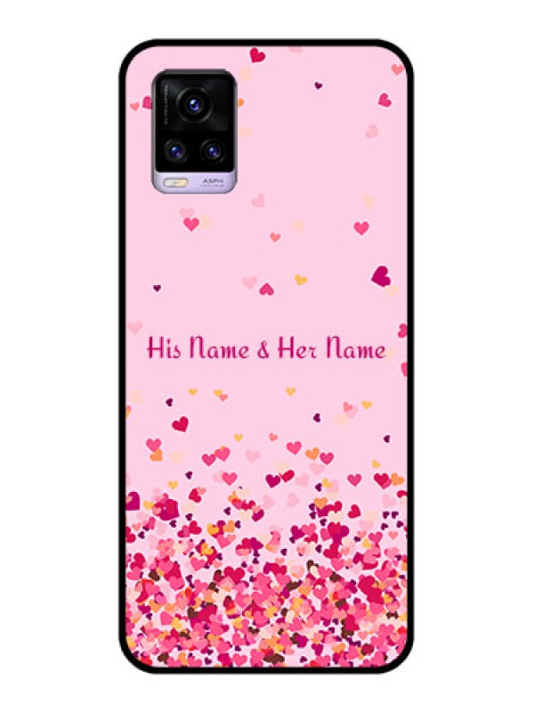 Custom Vivo V20 2021 Photo Printing on Glass Case - Floating Hearts Design