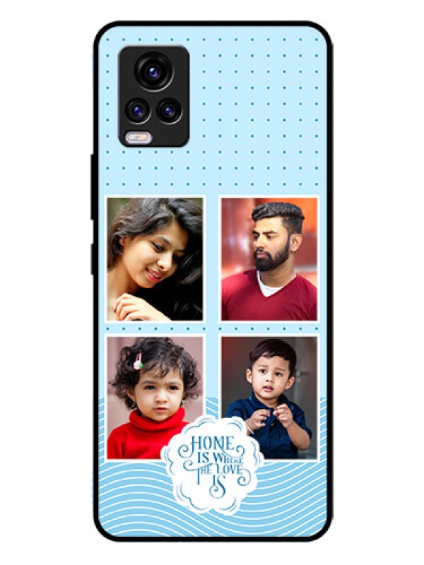 Custom Vivo V20 2021 Custom Glass Phone Case - Cute love quote with 4 pic upload Design