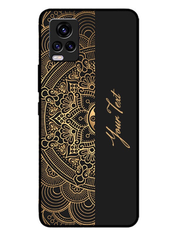 Custom Vivo V20 2021 Photo Printing on Glass Case - Mandala art with custom text Design